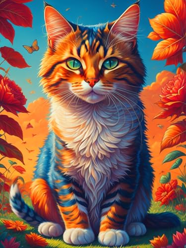 mrpwnle 5D Diamond Painting Cat DIY Diamond-Painting Set Malen Nach Zahlen Erwachsene Diamant Painting Bilder Home Wall Decor 30 x 40 cm von mrpwnle