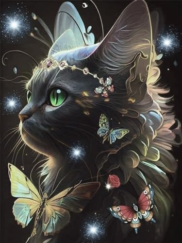 mrpwnle 5D Diamond Painting Erwachsene, Diamond Painting Katzen Erwachsene, Katzen Diamant Dainting Bilder, Katzen Diamond Painting kinder Bastelset für Home Wall Decor 30 x 40cm von mrpwnle