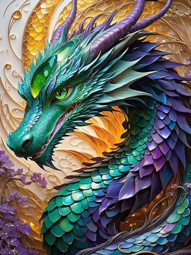 mrpwnle 5D Diamond Painting Erwachsene Drachen 5D Drachen Diamant Painting Bilder Bastelset Diamond Painting Drache, Full Drill Cross Embroidery Painting Home Wall Decor 30 x 40cm von mrpwnle