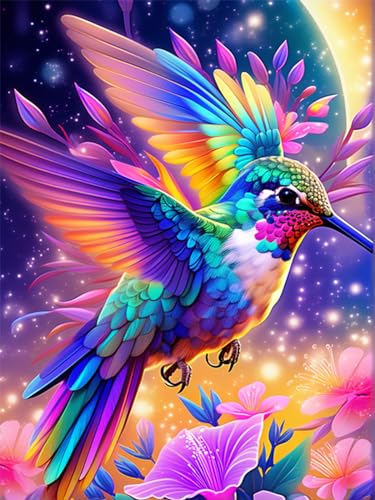 mrpwnle 5D Diamond Painting Erwachsene Kolibri, Diamant Painting Bilder Erwachsene Vogel DIY Blume Diamond Bilder Diamant Malerei Kolibri Set Wandkunst Zubehör Mosaik-Geschenk 30 x 40cm von mrpwnle