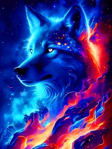 mrpwnle 5D Diamond Painting Erwachsene Wolf Diamant Painting Bilder Wolf Diamond Painting Kinder Erwachsene Bastelset Cross Embroidery Painting Wall Decor 30 x 40 cm von mrpwnle