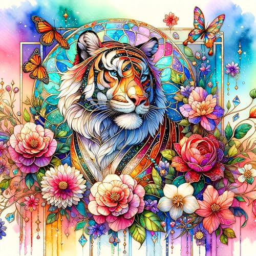 mrpwnle 5D Diamond Painting Tiger Diamant Painting Set DIY Diamond Painting Bilder für Erwachsene Diamanten Painting Bastelset für Wohnzimmer und Schlafzimmer Wanddeko (35x35cm) von mrpwnle