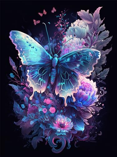 mrpwnle 5D Schmetterling Diamond Painting Erwachsene Kinder Diamant Painting Bilder Schmetterling Diamant-Kunst Erwachsene Diamond-Painting Malerei Stickerei Set Home Wand Dekor 30x40cm von mrpwnle