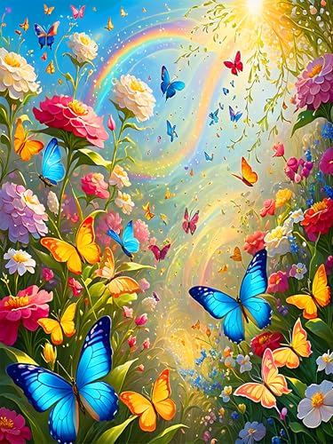 mrpwnle Blume 5D Diamond Painting Erwachsene Butterfly Diamant Painting Bilder DIY Diamond-Painting Set Mosaikherstellung Malen Nach Zahlen Diamant Malerei für Haus Dekoration 30x40cm von mrpwnle