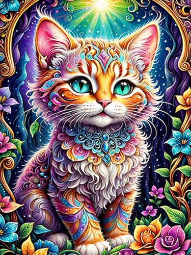 mrpwnle Cat 5D Diamond Painting Bilder Set DIY Diamant Painting Erwachsene Diamond-Painting Mosaikherstellung Malen Nach Zahlen Home Wall Decor 30 x 40 cm von mrpwnle