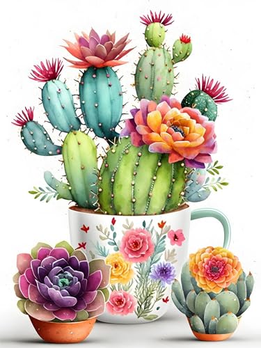 mrpwnle Kaktus Diamond Painting Erwachsene Cactus Diamant Painting Bilder Bastelset Anlage Mosaic Making Diamant Painting, Full Drill Cross Embroidery Painting Home Wall Decor 30 x 40cm von mrpwnle