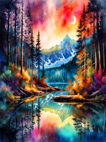 mrpwnle Landschaft Malen Nach Zahlen DIY Set Erwachsene Landschaft Paint by Numbers Adult Ölgemälde für Geschenke und Home Wand Dekor 30x40cm von mrpwnle