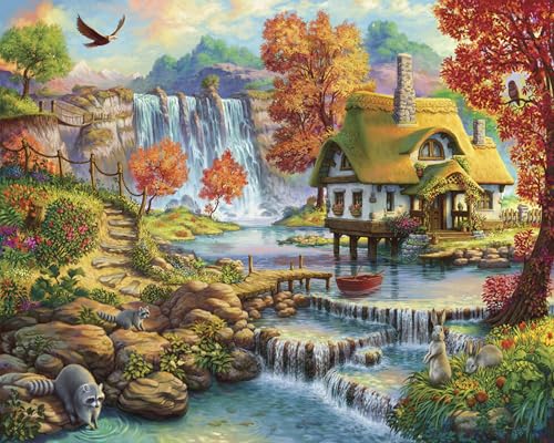 mrpwnle Landschaft Malen Nach Zahlen DIY Set Erwachsene Wasserfälle Paint by Numbers Adult ölgemälde Leinwand für Home Wand Dekor 40 X 50cm von mrpwnle