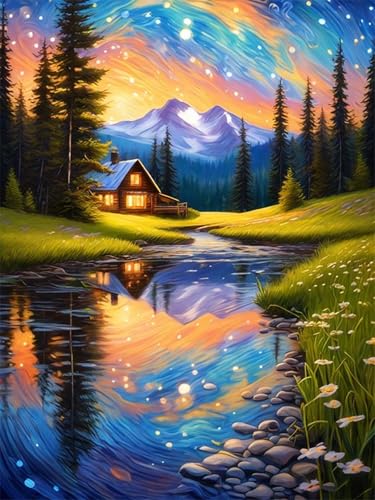 mrpwnle Landschaft Malen Nach Zahlen Erwachsene Set, DIY Landschaft Painting by Numbers Adult Mit Pinseln und Acrylfarben Handgemalt Ölgemälde Leinwand für Home Decor (30x40cm) von mrpwnle