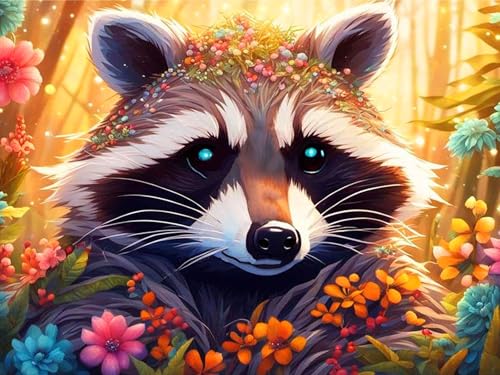 mrpwnle Raccoon 5D Diamond Painting Erwachsene Diamant Painting Bilder Set Mosaikherstellung Malen Nach Zahlen Diamont Painting Bilder Set für Home Wand Décor 30X40cm von mrpwnle