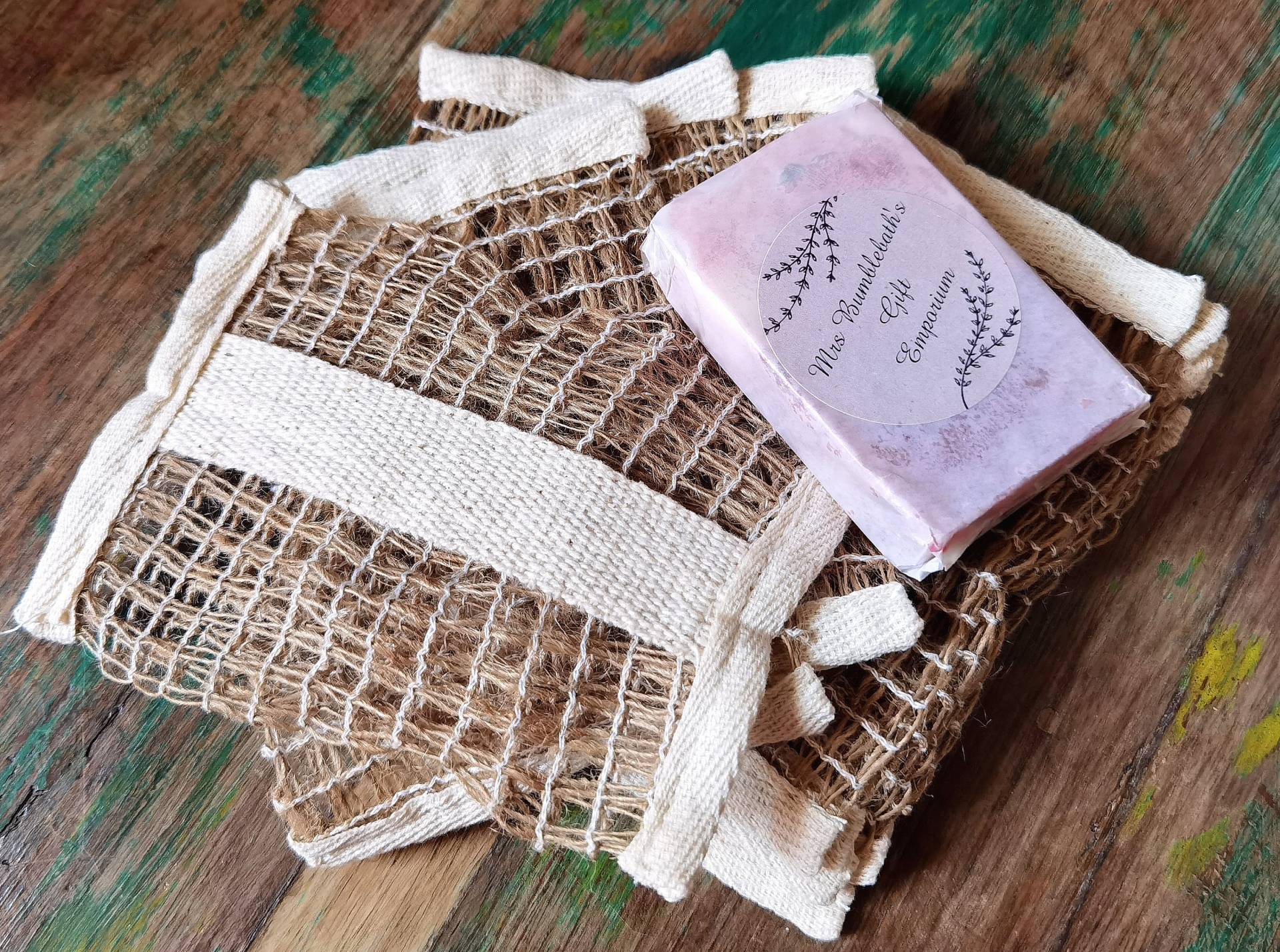 Jute Net Soap Saver Bag-2 in 1-Peeling-Massage-Reinigung-Bad Accessoire-Umweltfreundlich-Zero Waste-Wiederverwendbar Für von mrsbumblebaths