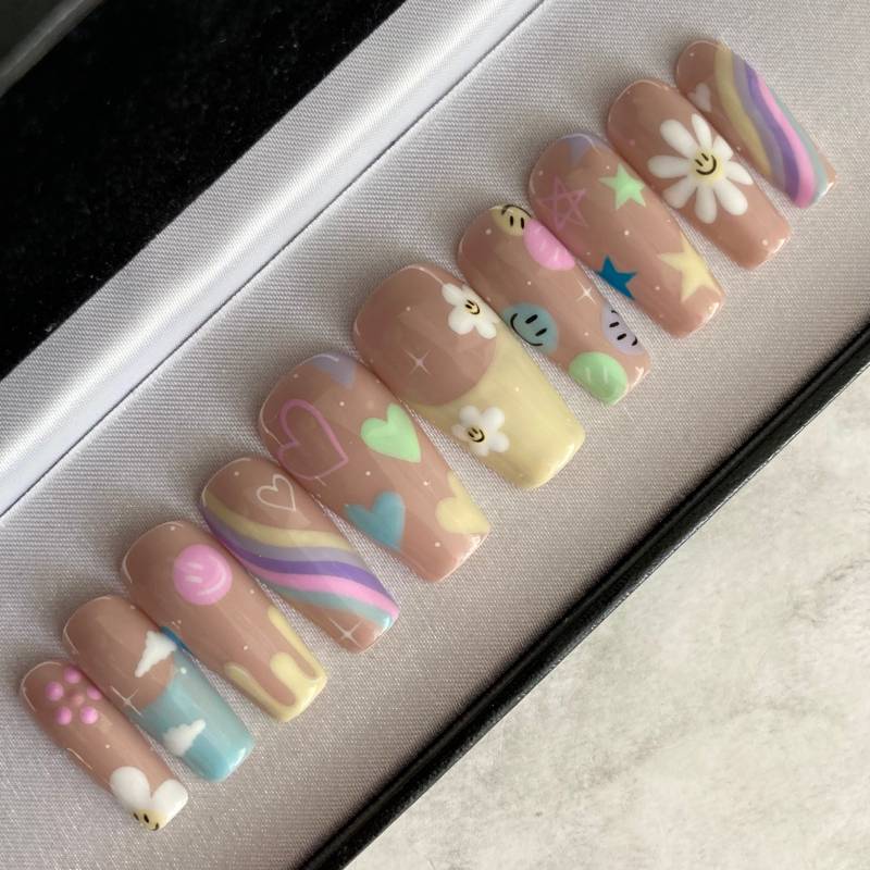 Pastel Summer - Nägel Zum Aufpressen von msknails