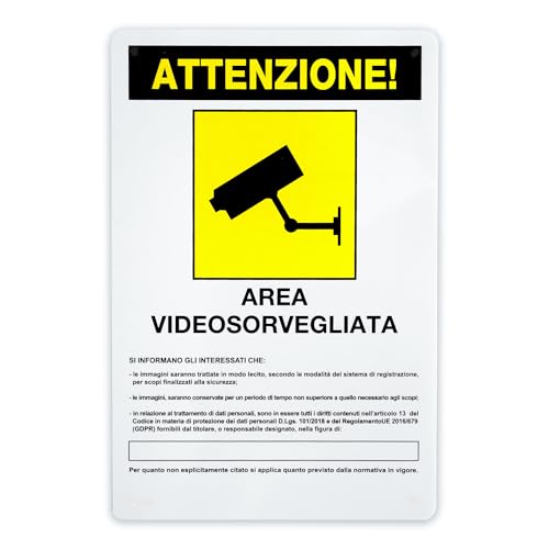 mt Schild „Videoüberwachungsbereich“ aus Sicherheitsgründen – 20 cm x 30 cm PVC – Videoüberwachung wasser- und UV-beständig – vorgebohrte Löcher – für den Innen- und Außenbereich geeignet (1) von mt