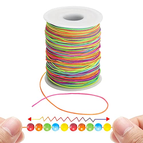 1 mm elastische Schnur, Perlenschnur, Regenbogen Farbe Stretch Faden, Stoff Handwerk Schnur (100 m per Rolle) , für DIY Armband, Herstellung der Perlen und Juwelen, Pony-Perlenspielzeug von muchs liao