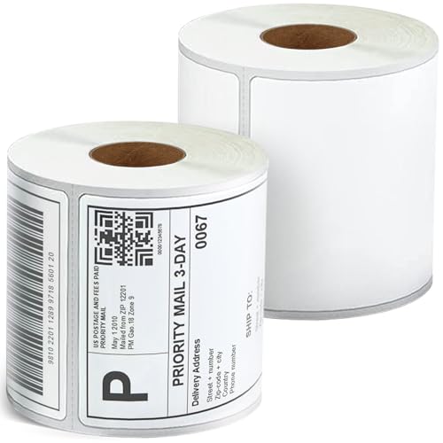 Mukawa Thermoetiketten, 10,2 x 15,2 cm, 2 Rollen, Thermodirekt-Etiketten für den Versand (kommerzielle Qualität) von mukawa