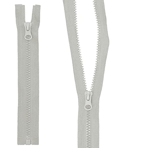 mumbi Reißverschluss teilbar 5mm 17cm Grau Kunststoff Reißverschlüsse mit Zipper grobe Zähne von mumbi