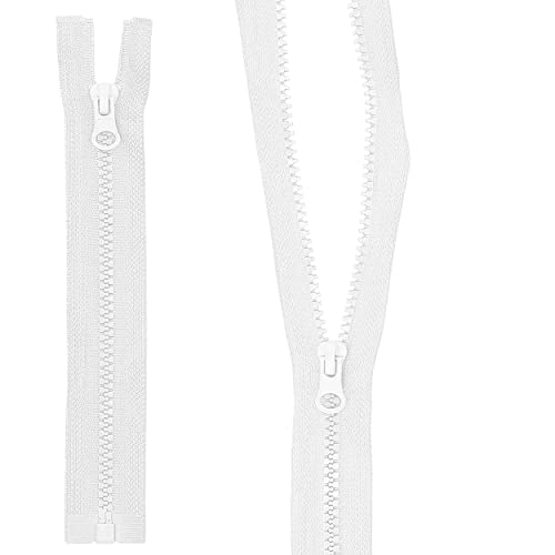 mumbi Reißverschluss teilbar 5mm 17cm Weiss Kunststoff Reißverschlüsse mit Zipper grobe Zähne von mumbi