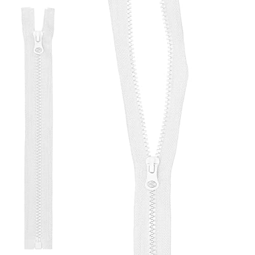 mumbi Reißverschluss teilbar 5mm 25cm Weiss Kunststoff Reißverschlüsse mit Zipper grobe Zähne von mumbi