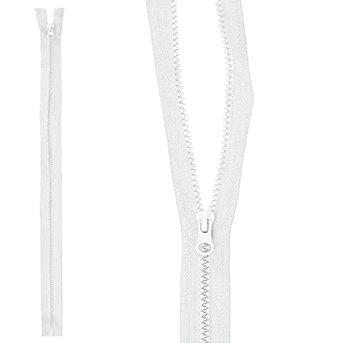 mumbi Reißverschluss teilbar 5mm 50cm Weiss Kunststoff Reißverschlüsse mit Zipper grobe Zähne, mumbi_35582, Weiß von mumbi