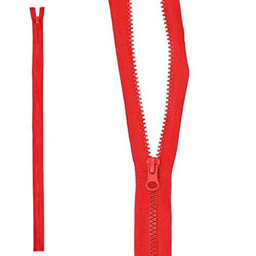 mumbi Reißverschluss teilbar 5mm 70cm Rot Kunststoff Reißverschlüsse mit Zipper grobe Zähne von mumbi