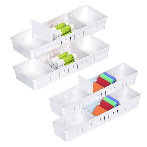 mumisuto 4 Stück Schubladen Organizer, Organizer Schublade 2 Größen, Kunststoff Drawer Organizer, Praktische Schreibtisch Sortierboxen, Ihr idealer Ordnungshelfer im Alltag für Büro & Haushalt von mumisuto