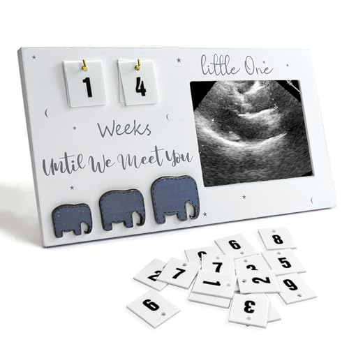 mumisuto Baby Bilderrahmen, Ultraschallbilder Aufbewahren Baby Ultraschallbilder Fotorahmen aus Holz, mit Baby Countdown Wochen, Schwangerschaft Geschenk (B) von mumisuto