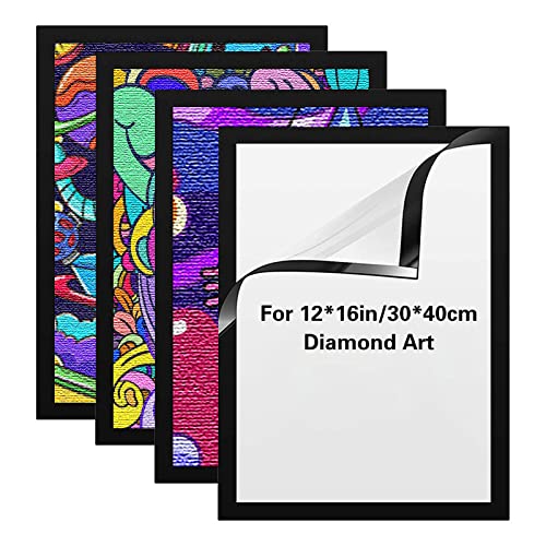 mumisuto Diamond Painting Rahmen, 4 Packungen Bilderrahmen Diamant Kunstrahmen Diamant Painting Bilder Rahmen 5D Diamond Painting Bilderrahmenn Selbstklebend Magnetisch Bilderrahmen (Groß) von mumisuto