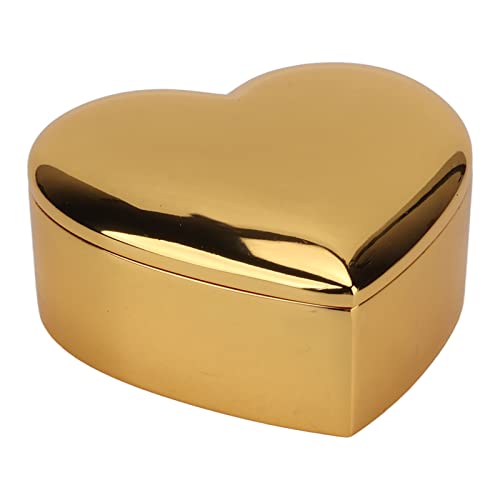mumisuto Herzförmige Box, Schmuckschatulle, Gold, Zinklegierung, Metall, poliert, Samt, innen, antike Herz-Ring-Aufbewahrungsbox mit Deckel von mumisuto