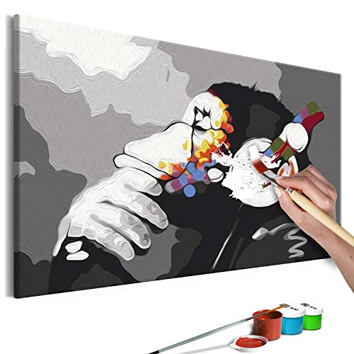 murando - Malen nach Zahlen Affe Musik Banksy 60x40 cm Malset mit Holzrahmen auf Leinwand für Erwachsene Kinder Gemälde Handgemalt Kit DIY Geschenk Dekoration n-A-1175-d-a von murando