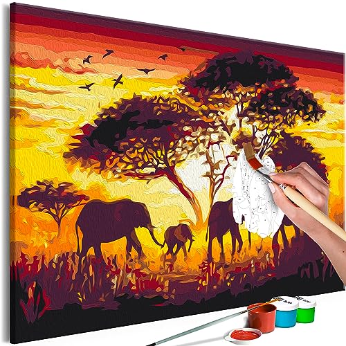 murando - Malen nach Zahlen Afrika Savanne Elefant 60x40 cm Malset mit Holzrahmen auf Leinwand für Erwachsene Kinder Gemälde Handgemalt Kit DIY Geschenk Dekoration c-C-10091-d-a von murando