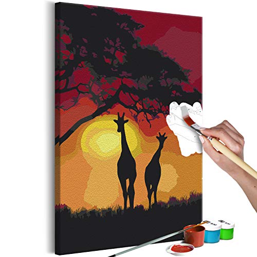 murando - Malen nach Zahlen Afrika Tiere Giraffe Sonnenuntergang 40x60 cm Malset mit Holzrahmen auf Leinwand für Erwachsene Kinder Gemälde Handgemalt Kit DIY Geschenk Dekoration von murando