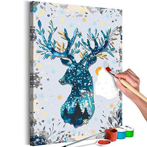 murando - Malen nach Zahlen Hirsch Winter Weihnachten 40x60 cm Malset mit Holzrahmen auf Leinwand für Erwachsene Kinder Gemälde Handgemalt Kit DIY Geschenk Dekoration n-A-1186-d-a von murando