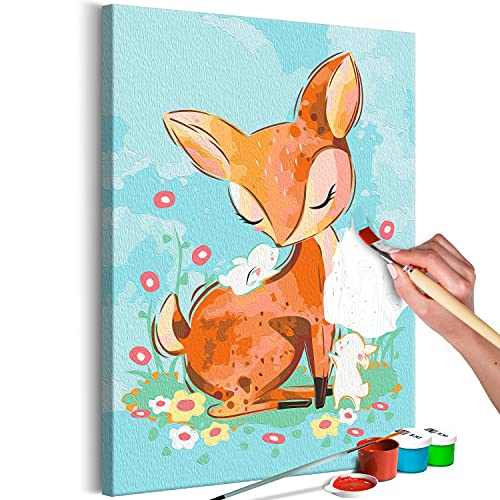 murando - Malen nach Zahlen Hirschkuh mit Kaninchen Tiere 40x60 cm Malset mit Holzrahmen auf Leinwand für Erwachsene Kinder Gemälde Handgemalt Kit DIY Geschenk Dekoration von murando