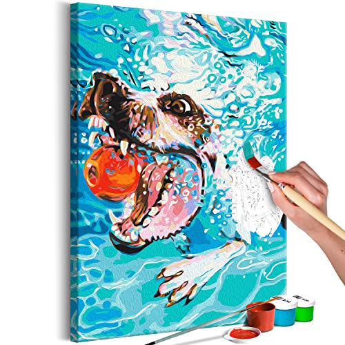 murando - Malen nach Zahlen Hund mit Ball Tiere bunt Apportieren 40x60 cm Malset mit Holzrahmen auf Leinwand für Erwachsene Kinder Gemälde Handgemalt Kit DIY Geschenk Dekoration von murando