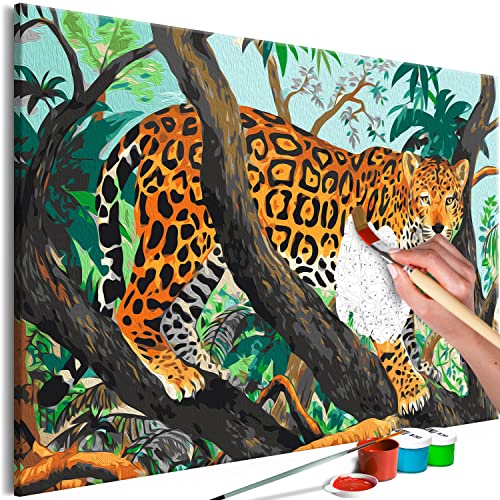 murando - Malen nach Zahlen Jaguar im Dschungel Tiere Natur 60x40 cm Malset mit Holzrahmen auf Leinwand für Erwachsene Kinder Gemälde Handgemalt Kit DIY Geschenk Dekoration von murando