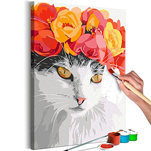 murando - Malen nach Zahlen Katze Abstrakt Blumen Blumenkranz bunt 40x60 cm Malset mit Holzrahmen auf Leinwand für Erwachsene Kinder Gemälde Handgemalt Kit DIY Geschenk Dekoration von murando