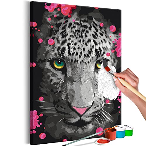 murando - Malen nach Zahlen Leopard Tier Porträt Abstrakt 40x60 cm Malset mit Holzrahmen auf Leinwand für Erwachsene Kinder Gemälde Handgemalt Kit DIY Geschenk Dekoration von murando