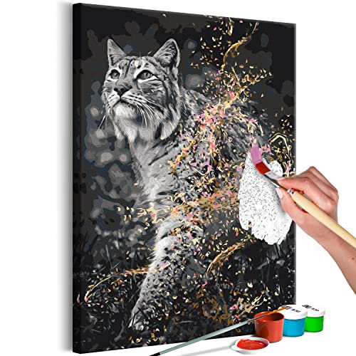 murando - Malen nach Zahlen Luchs Tier Porträt 40x60 cm Malset mit Holzrahmen auf Leinwand für Erwachsene Kinder Gemälde Handgemalt Kit DIY Geschenk Dekoration g-C-10044-d-a von murando