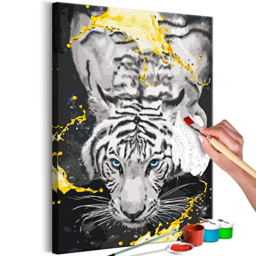 murando - Malen nach Zahlen Tiger Porträt Tier Abstrakt 40x60 cm Malset mit Holzrahmen auf Leinwand für Erwachsene Kinder Gemälde Handgemalt Kit DIY Geschenk Dekoration von murando