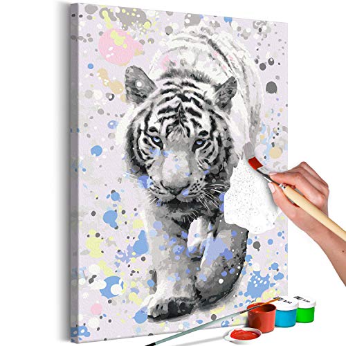 murando - Malen nach Zahlen Tiger Tiere Farbflecken 40x60 cm Malset mit Holzrahmen auf Leinwand für Erwachsene Kinder Gemälde Handgemalt Kit DIY Geschenk Dekoration n-A-1118-d-a von murando