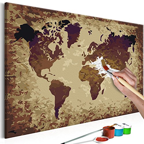 murando - Malen nach Zahlen Weltkarte Vintage 60x40 cm Malset mit Holzrahmen auf Leinwand für Erwachsene Kinder Gemälde Handgemalt Kit DIY Geschenk Dekoration n-A-0258-d-a von murando