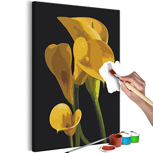 murando - Malen nach Zahlen gelbe Kalla Blumen Natur 40x60 cm Malset mit Holzrahmen auf Leinwand für Erwachsene Kinder Gemälde Handgemalt Kit DIY Geschenk Dekoration b-A-10038-d-a von murando