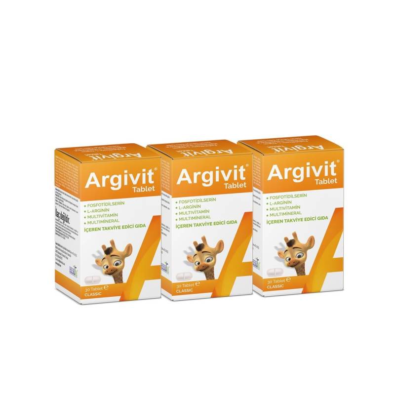 Argivit Classic 3 Box 30 Tablets Supplementary Food Containing L-Arginine, Phosphatidylserine, Iron, Multivitamin & Multiminerals von muratin