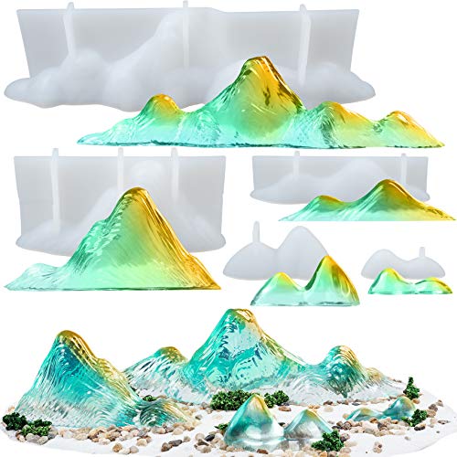 Musykrafties 3D-Berg-Epoxidharz-Silikonformen-Set für Steingarten, Diorama, Landschaft, Miniatur-Feengarten, Polymer-Ton-Projekt, 5 Stück, Länge 4,6–22,9 cm von musykrafties