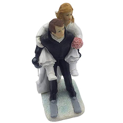 musykrafties Winter Skifahren Braut und Bräutigam Hochzeits-Tortenfigur Cake Topper die Hochzeitstorte von musykrafties