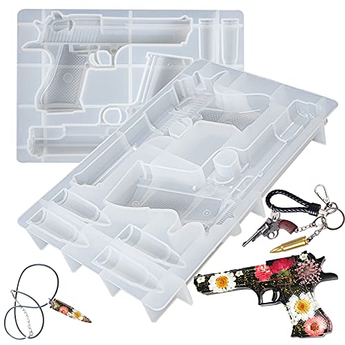 Spielzeugpistole, Patrone Silikonform, Epoxidharz Formen für Schmuck, Schokolade, Tortendeko, Anhänger, Schlüsselanhänger, Halskette, Kerze, DIY Handwerk, Fertighöhe:4.7-13cm, 2 teilig Spielzeugpistole, Patrone Silikonform, Epoxidharz Formen für Schmuck, Schokolade, Tortendeko, Anhänger, Schlüsselanhänger, Halskette, Kerze, DIY Handwerk, Fertighöhe:4.7-13cm, 2 teilig von musykrafties