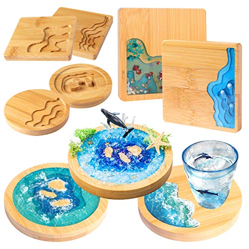 Untersetzer-Set aus Holz für Getränke Epoxidharz-Fluss 5 Stile von musykrafties