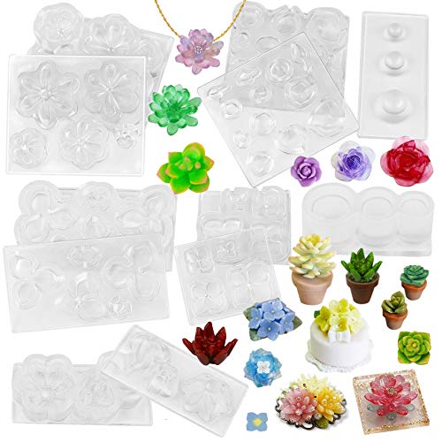 musykrafties 12tlg Silikonformen Mini Sukkulenten Blumentopfform für Schmuck Armbänder Charms Ohrringe Ringe Miniatur Ornament von musykrafties