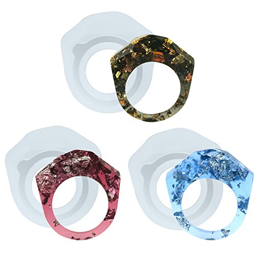 musykrafties Facetten-Diamant-Cocktailharz-Ring-Silikonform für flüssigen Ton, Harz-Epoxidharz, Schmuckherstellung, flach, 17 mm, 16,6 mm, 16 mm, Größe 13–14, 12–13, 10–11 von musykrafties