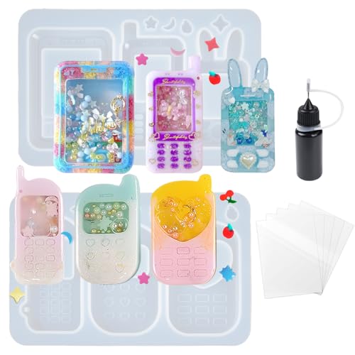 musykrafties Gießform Treibsand Handy Epoxidharz Silikon Formen Schlüsselanhänger Siegelfolien Nadelflasche 8er Set von musykrafties